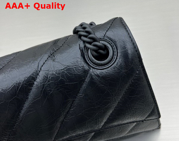 Balenciaga Crush Small Chain Bag Quilted in Black Crushed Calfskin Aged Silver Hardware Replica