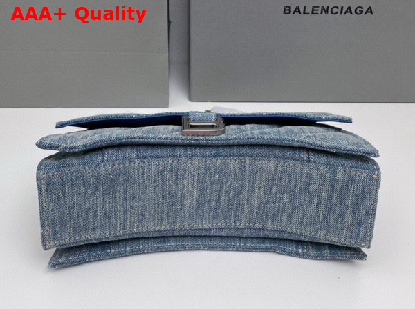 Balenciaga Crush Small Chain Bag Quilted in Blue Washed Denim Aged Silver Hardware Replica