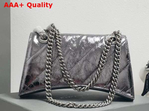 Balenciaga Crush Small Chain Bag Quilted in Dark Grey Metallized Crushed Calfskin Aged Silver Hardware Replica