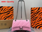 Balenciaga Crush Small Chain Bag Quilted in Pink Crushed Calfskin Aged Silver Hardware Replica