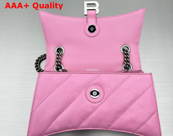 Balenciaga Crush Small Chain Bag Quilted in Pink Crushed Calfskin Aged Silver Hardware Replica