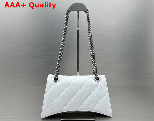 Balenciaga Crush Small Chain Bag Quilted in White Crushed Calfskin Aged Silver Hardware Replica