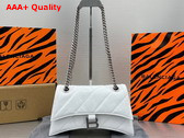 Balenciaga Crush Small Chain Bag Quilted in White Crushed Calfskin Aged Silver Hardware Replica