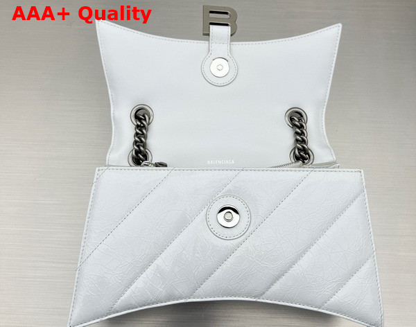 Balenciaga Crush Small Chain Bag Quilted in White Crushed Calfskin Aged Silver Hardware Replica