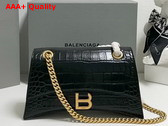 Balenciaga Crush Small Chain Bag in Black Extra Supple Crocodile Embossed Calfskin Aged Gold Hardware Replica