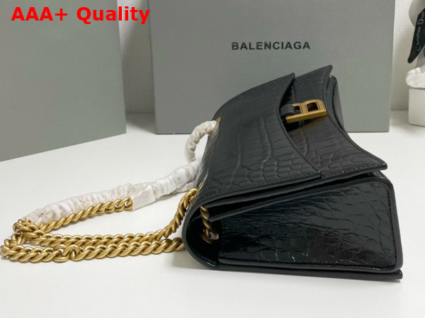 Balenciaga Crush Small Chain Bag in Black Extra Supple Crocodile Embossed Calfskin Aged Gold Hardware Replica
