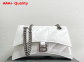 Balenciaga Crush Small Chain Bag in White Quilted Crushed Calfskin with Aged Silver Hardware Replica