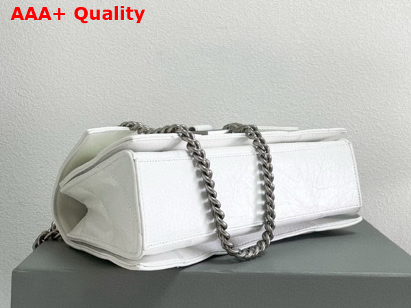 Balenciaga Crush Small Chain Bag in White Quilted Crushed Calfskin with Aged Silver Hardware Replica