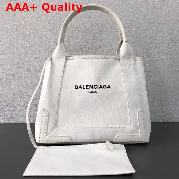 Balenciaga Denim Navy Cabas S in White Replica