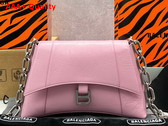 Balenciaga Downtown Small Shoulder Bag With Chain in Pink and Black Paper Calfskin Aaged Silver Hardware Replica