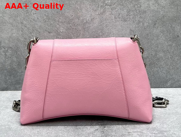 Balenciaga Downtown Small Shoulder Bag With Chain in Pink and Black Paper Calfskin Aaged Silver Hardware Replica