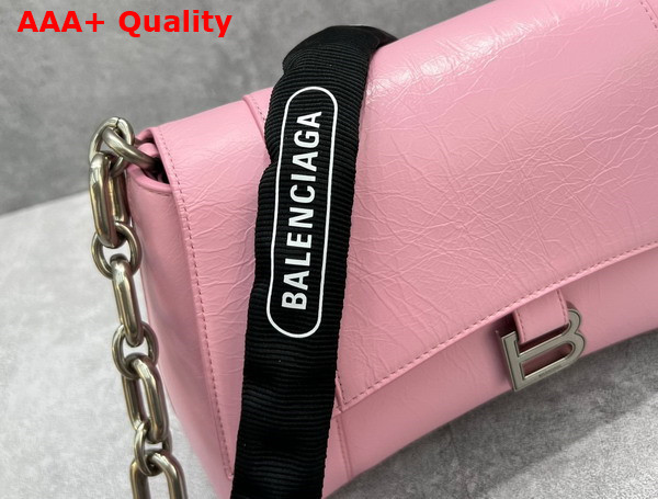 Balenciaga Downtown Small Shoulder Bag With Chain in Pink and Black Paper Calfskin Aaged Silver Hardware Replica