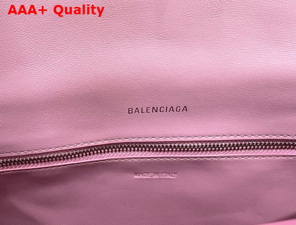 Balenciaga Downtown Small Shoulder Bag With Chain in Pink and Black Paper Calfskin Aaged Silver Hardware Replica