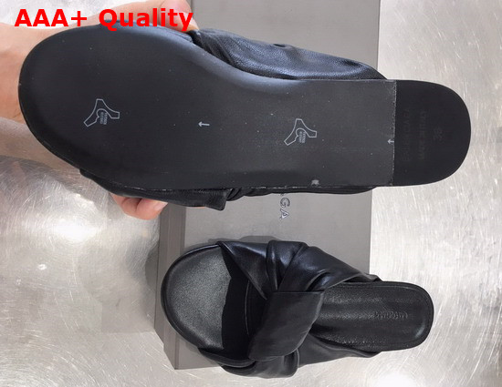 Balenciaga Drapy Flat Sandal in Black Smooth Nappa Lambskin Replica