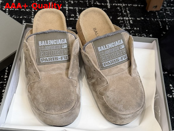 Balenciaga Dumbo Mule in Beige Worn Out Suede Calfskin Replica