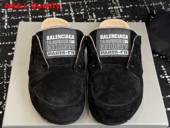 Balenciaga Dumbo Mule in Black Worn Out Suede Calfskin Replica