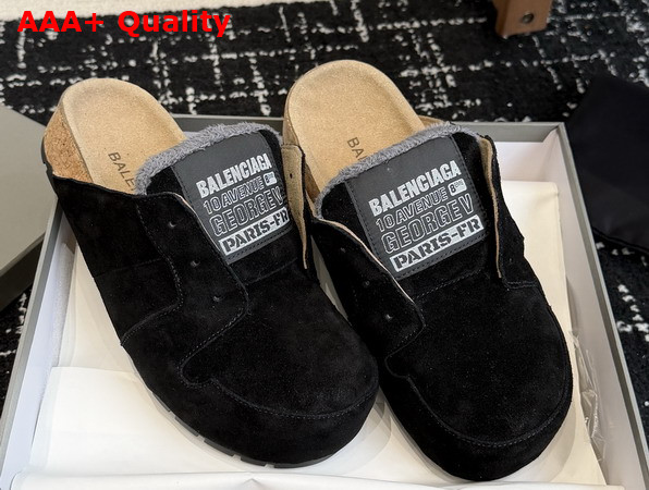 Balenciaga Dumbo Mule in Black Worn Out Suede Calfskin Replica