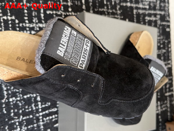 Balenciaga Dumbo Mule in Black Worn Out Suede Calfskin Replica