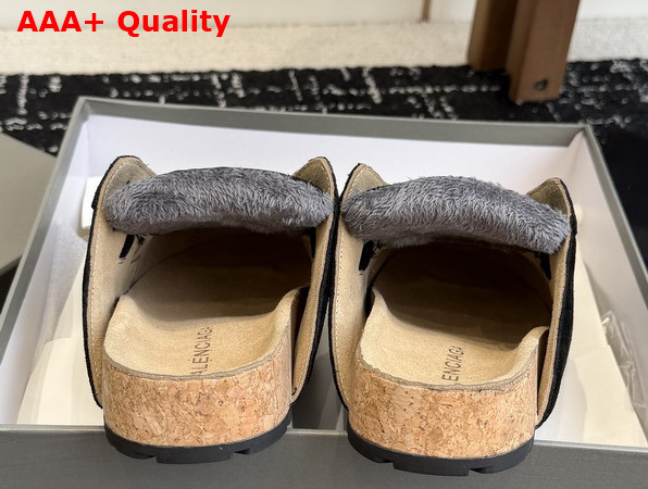 Balenciaga Dumbo Mule in Black Worn Out Suede Calfskin Replica
