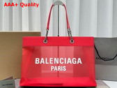 Balenciaga Duty Free Large Tote Bag in Bright Pink and White Mesh with Aged Silver Hardware Replica
