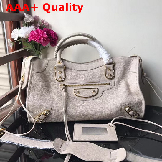 Balenciaga Edge City Bag in Light Grey Grained Goatskin Replica