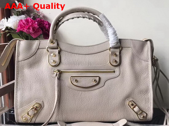 Balenciaga Edge City Bag in Light Grey Grained Goatskin Replica