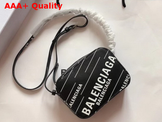 Balenciaga Everyday Camera Bag XS Allover Balenciaga Printe Black Soft Calfskin Replica