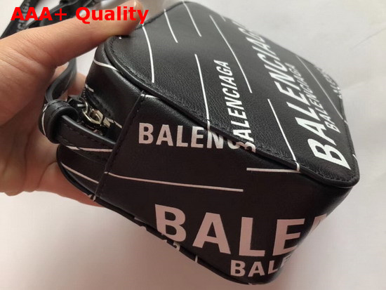 Balenciaga Everyday Camera Bag XS Allover Balenciaga Printe Black Soft Calfskin Replica