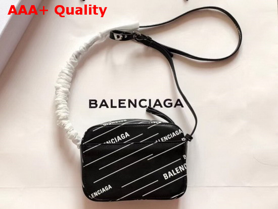 Balenciaga Everyday Camera Bag XS Allover Balenciaga Printe Black Soft Calfskin Replica