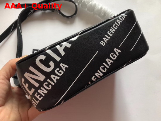Balenciaga Everyday Camera Bag XS Allover Balenciaga Printe Black Soft Calfskin Replica
