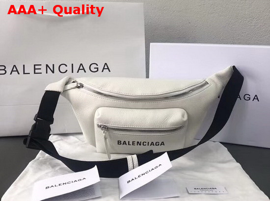 Balenciaga Everyday Logo Belt Pack White Soft Calfskin Belt Bag Replica