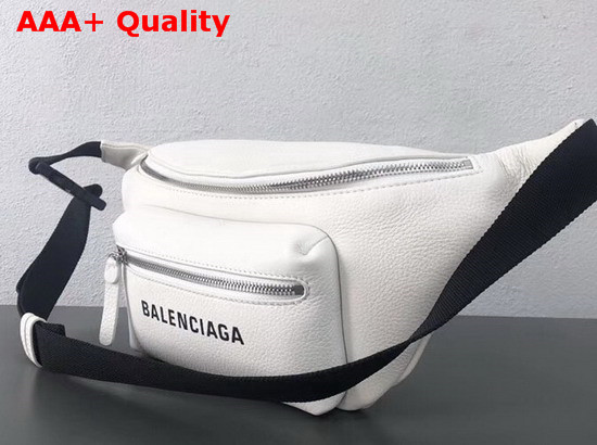 Balenciaga Everyday Logo Belt Pack White Soft Calfskin Belt Bag Replica