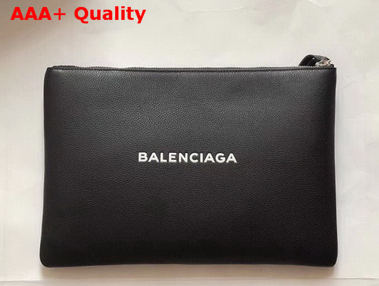 Balenciaga Everyday Pouch L Black Natural Grain Calfskin Replica