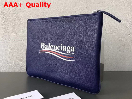 Balenciaga Everyday Pouch M Blue Natural Leather Replica