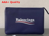 Balenciaga Everyday Pouch M Blue Natural Leather Replica