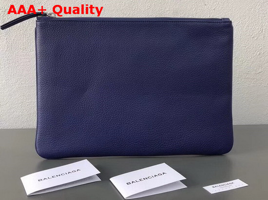 Balenciaga Everyday Pouch M Blue Natural Leather Replica