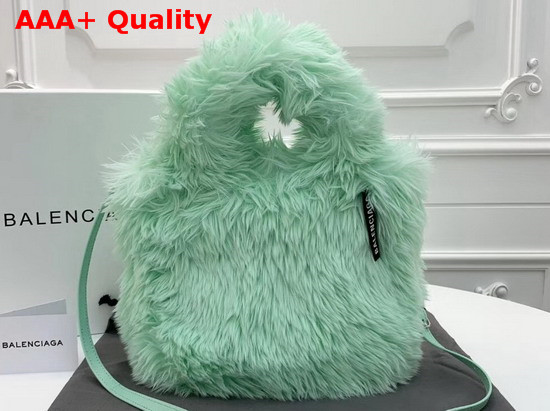 Balenciaga Everyday Tote XXS Light Mint Fake Fur Replica