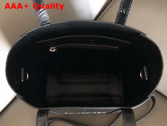 Balenciaga Everyday XXS Tote in Black Shiny Crocodile Embossed Calfskin Replica