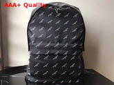 Balenciaga Explorer Backpack All Over Balenciaga Logo Print Canvas Black Replica