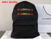 Balenciaga Explorer Backpack Black Nylon Backpack with Balenciaga Embroidered on The Front Replica