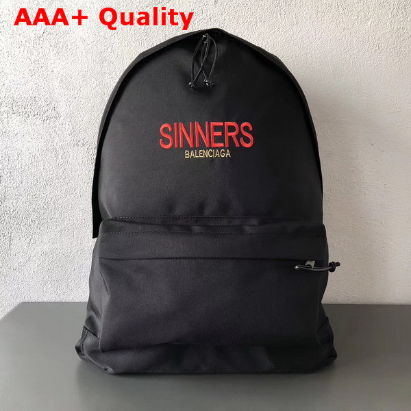 Balenciaga Explorer Backpack Nylon Backpack with Sinners Embroidered On The Front Replica