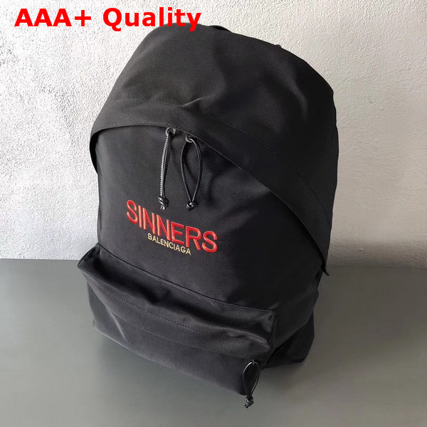 Balenciaga Explorer Backpack Nylon Backpack with Sinners Embroidered On The Front Replica