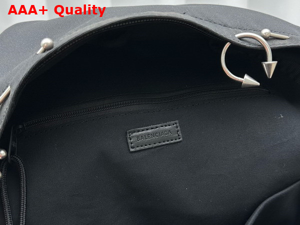 Balenciaga Explorer Backpack in Black Washed Recycled Nylon with Piercings Replica
