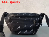 Balenciaga Explorer Belt Bag All Over Balenciaga Logo Print Canvas Black Replica
