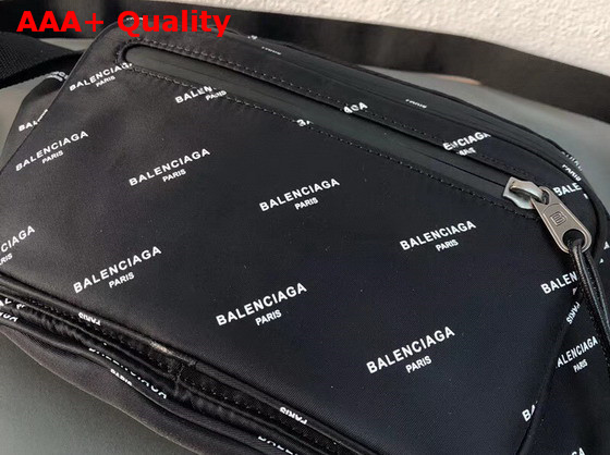 Balenciaga Explorer Belt Bag All Over Balenciaga Logo Print Canvas Black Replica
