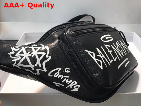 Balenciaga Explorer Beltpack Graffite Black and White Lambskin Belt Pack Replica