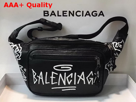 Balenciaga Explorer Beltpack Graffite Black and White Lambskin Belt Pack Replica