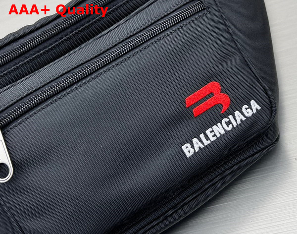 Balenciaga Explorer Medium Embroidered Beltpack in Black Recycled Nylon Replica