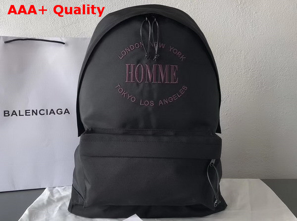 Balenciaga Explorer Nylon Backpack with Homme Embroidered On The Front Replica