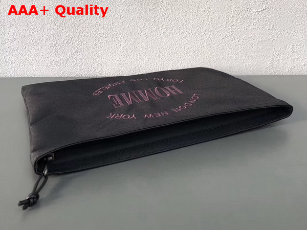 Balenciaga Explorer Pouch Black Nylon Pouch with Homme Embroidered On The Front Replica